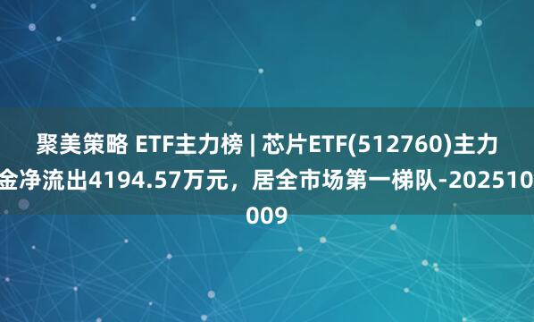 聚美策略 ETF主力榜 | 芯片ETF(512760)主力资金净流出4194.57万元，居全市场第一梯队-20251009
